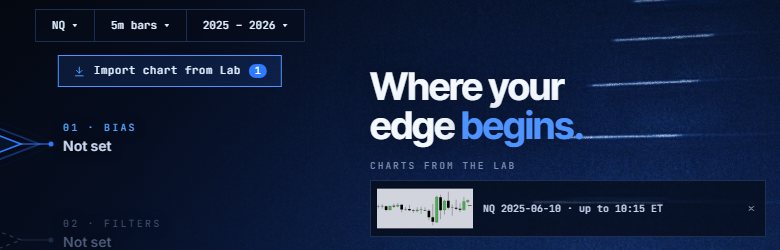 The builder with the Import chart from Lab button showing one chart and the Charts from the Lab list.