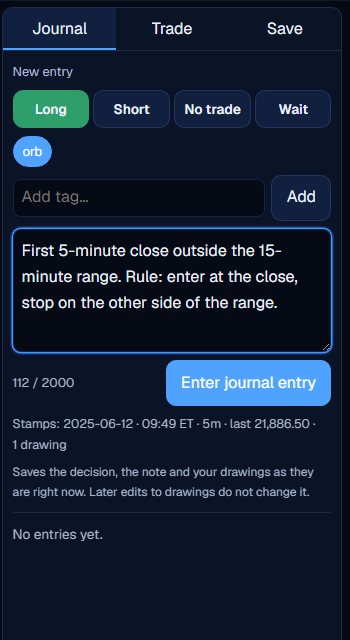 The Journal tab with Long selected, the tag orb and a note describing the rule.